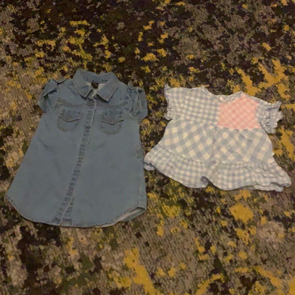 Zara Lot denim tunic shirt and gingham peplum
